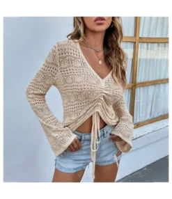 Sexy V-Neck Hollow Out Drawstring Knit Crop Tops Solid Color Flared Sleeve Loose Wholesale Sweater SSWN561053 25 Sexy V-Neck Hollow Out Drawstring Knit Crop Tops Solid Color Flared Sleeve Loose Wholesale Sweater SSWN561053 -Women Clothing Sales Store 02ebe81a 7482 4568 a5d0 84e38ce3ee53 9df6f5d2e4161ae8b7a657a69bbbda8f