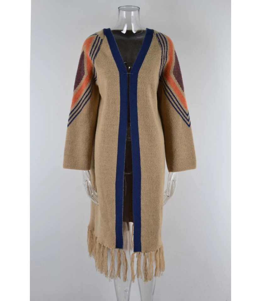 Tassel Contrast Sweater Knit Fashion Cardigan Wholesale Women'S Top N4623070300167 5 Tassel Contrast Sweater Knit Fashion Cardigan Wholesale Women'S Top N4623070300167 - Image 5