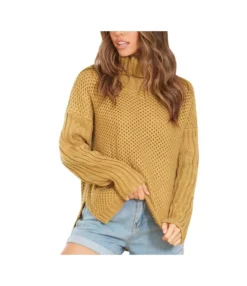 Warm Loose Turtleneck Knit Tops Long Sleeve Women Wholesale Sweater SSWN560055