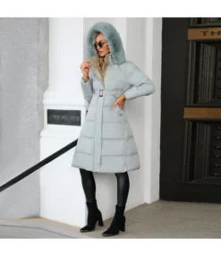 Fashion Furry Collar Slim Fit Thin Padded Down Jacket Women Wholesale Coats SOUN536867