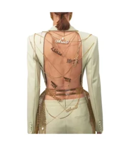 Fashion Solid Color Sexy Backless Irregular Metal Chain Womens Jacket Wholesale Blazers SOUN533734