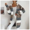 Wholesale Women Cardigan Buttonless Color-Block Knit SOU190619