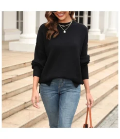 Loose Casual Solid Color Round Neck Knit Pullover Sweater Wholesale Women'S Top N4623070300169 -Women Clothing Sales Store 068b99a200494911b680b03801154ba5 4