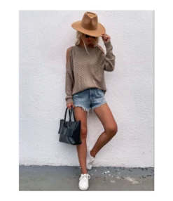 Solid Color Off-Shoulder Knitted Women'S Long-Sleeved Round Neck Wholesale Sweaters SSW5110516 -Women Clothing Sales Store 07e2dbf2 370c 41ae b1e9 ba52c4806bf3 80d9772c107438dbb5fccfdad0711b6d