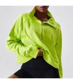 Long-Sleeved Pullover Half Zipper Turtleneck Sports Loose Sweatshirt Wholesale Women Top STV464022