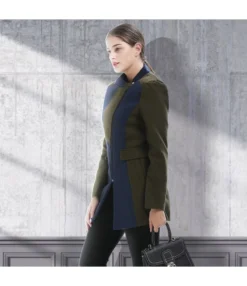 Wholesale Women Clothing Color Blocking Plus Size Tweed Coats SW200034