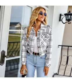 Fashion Plaid Short Jackets Single-Breasted Long Sleeve Slim Wholesale Coats SOUN562265