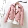 Motorcycle Short PU Wholesale Jackets Women'S Fit Top Lapel Leather Jacket SOU202640