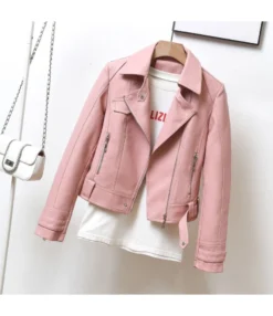 Motorcycle Short PU Wholesale Jackets Women'S Fit Top Lapel Leather Jacket SOU202640