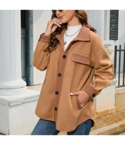 Flocked Single-Breasted Mid-Length Long-Sleeve Jacket Wholesale Coats SOUN537237