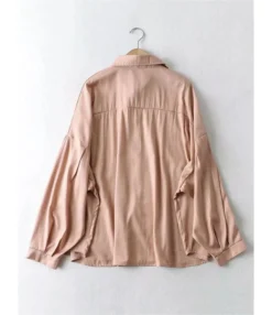 Lapel Neck Single Breasted Pocket Detail Soild Shirt -Women Clothing Sales Store 10 16