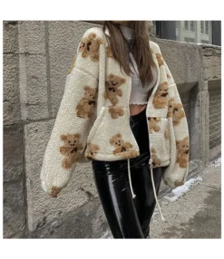 Wholesale Women Clothing Bear Lambswool Sweater Jacket SW161304