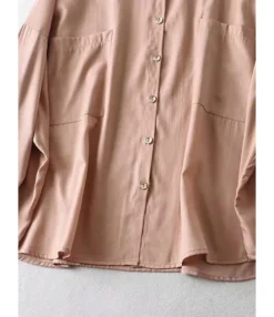 Lapel Neck Single Breasted Pocket Detail Soild Shirt -Women Clothing Sales Store 11 11