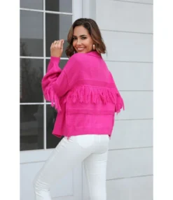 Knitted Solid Color Long Sleeve Fringed Sweater Cardigan Wholesale Women'S Top N4623070300139 -Women Clothing Sales Store 14d300a152b6487aaf6fb03500f4bd1c