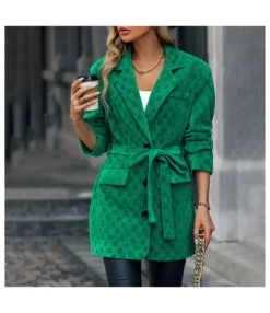 Fashion Lace-Up Checkerboard Jacket Corduroy Blazer Wholesale Womens Tops SOUN538385 -Women Clothing Sales Store 167fdf20 8379 4d02 a371 d4ee413196aa bdbbf27a858786187c1ff204c06a4e4e