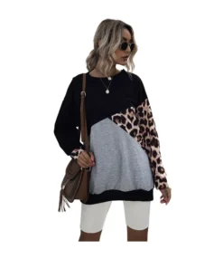 Wholesale Women Clothing Splicing Leopard Print Sweatshirt ST190072 -Women Clothing Sales Store 1a3ca3a2 4d00 41d7 878a 715497a23070 913BED388074EA6AEC4612F19CC78F37