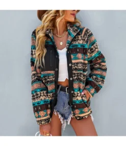 Ethnic Pattern Plush Women Warm Christmas Jacket Wholesale Coats And Jackets SOUN536756