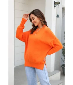 Loose Casual Solid Color Round Neck Knit Pullover Sweater Wholesale Women'S Top N4623070300169 -Women Clothing Sales Store 1fb4389358c449eeae48b03b010dc1e1