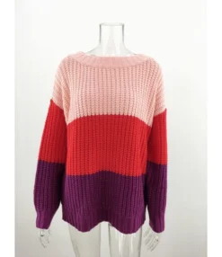 Round Neck Color-blocking Crochet Sweater -Women Clothing Sales Store 200508417 11