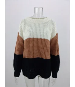 Round Neck Color-blocking Crochet Sweater -Women Clothing Sales Store 200508417 14