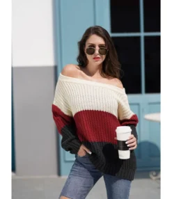 Round Neck Color-blocking Crochet Sweater -Women Clothing Sales Store 200508417 2
