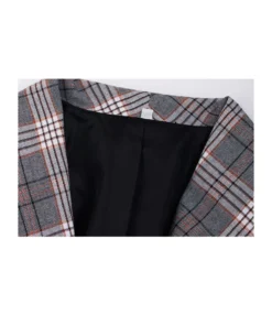 Plaid Pocket Side Open Front Women Blazer -Women Clothing Sales Store 200803158 3