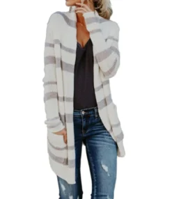 Rainbow Striped Colorblock Women Knit Cardigan -Women Clothing Sales Store 200808860 10