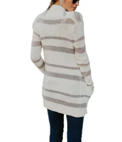 Rainbow Striped Colorblock Women Knit Cardigan -Women Clothing Sales Store 200808860 11