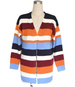 Rainbow Striped Colorblock Women Knit Cardigan -Women Clothing Sales Store 200808860 6