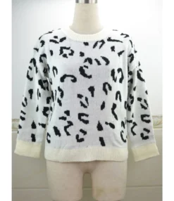Leopard Ribbed Knitting Sweater -Women Clothing Sales Store 200817620 10 1
