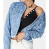 Fringe Hem Ripped Women Denim Jacket