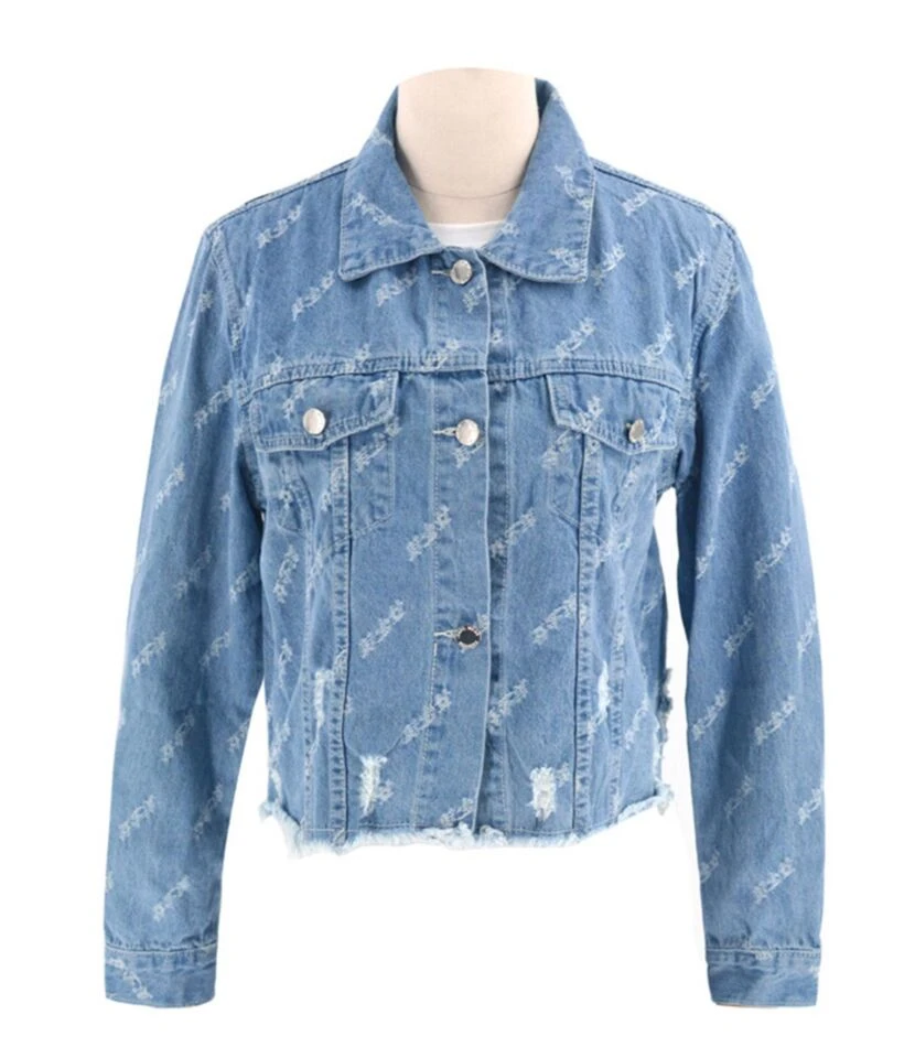 Fringe Hem Ripped Women Denim Jacket 3 Fringe Hem Ripped Women Denim Jacket - Image 3