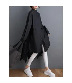 Hi-lo Hem Lace Surplice Split Long Shirt 12 Hi-lo Hem Lace Surplice Split Long Shirt -Women Clothing Sales Store 200822461 4 1