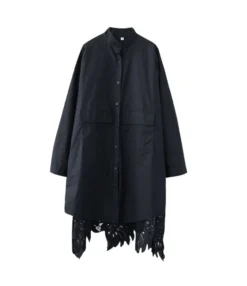 Hi-lo Hem Lace Surplice Split Long Shirt 11 Hi-lo Hem Lace Surplice Split Long Shirt -Women Clothing Sales Store 200822461 5