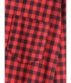Women Pocket Decor Plaid Hooded Shirt -Women Clothing Sales Store 200901093 11