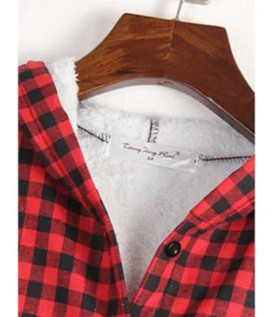Women Pocket Decor Plaid Hooded Shirt -Women Clothing Sales Store 200901093 7