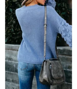 Dolman Sleeve Solid Color Crochet Sweater -Women Clothing Sales Store 200903318 2