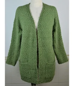 Drop Sleeve Pocket Plain Grain Fleece Cardigan -Women Clothing Sales Store 200909697 10 1