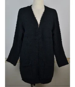 Drop Sleeve Pocket Plain Grain Fleece Cardigan -Women Clothing Sales Store 200909697 12 1