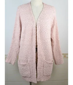Drop Sleeve Pocket Plain Grain Fleece Cardigan -Women Clothing Sales Store 200909697 14 1