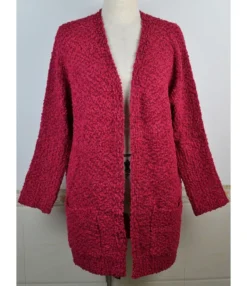 Drop Sleeve Pocket Plain Grain Fleece Cardigan -Women Clothing Sales Store 200909697 1 1