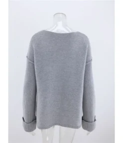 Solid Color Seam Rib-knit Sweater -Women Clothing Sales Store 200910133 11