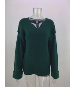 Solid Color Seam Rib-knit Sweater -Women Clothing Sales Store 200910133 12 1