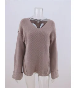 Solid Color Seam Rib-knit Sweater -Women Clothing Sales Store 200910133 13 2