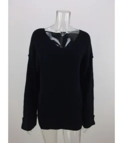 Solid Color Seam Rib-knit Sweater -Women Clothing Sales Store 200910133 14 1