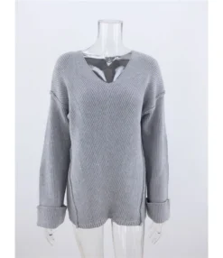 Solid Color Seam Rib-knit Sweater -Women Clothing Sales Store 200910133 6