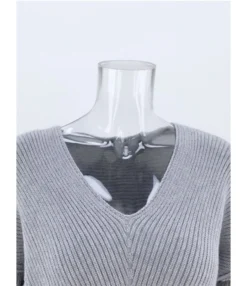 Solid Color Seam Rib-knit Sweater -Women Clothing Sales Store 200910133 7