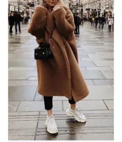Solid Color Pocket Fleece Long Coat