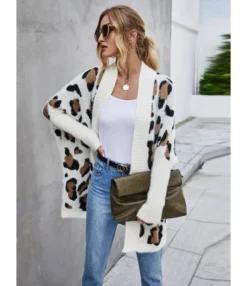 Leopard Hit Color Knit Cardigan 13 Leopard Hit Color Knit Cardigan -Women Clothing Sales Store 200922136 1