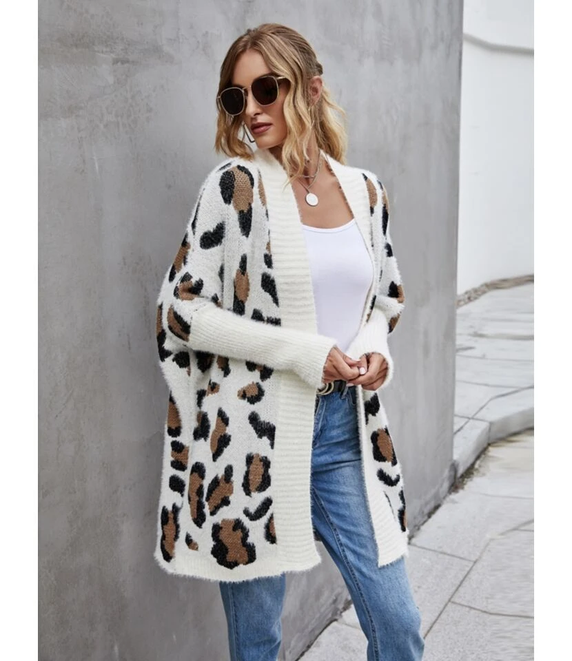 Leopard Hit Color Knit Cardigan 1 Leopard Hit Color Knit Cardigan